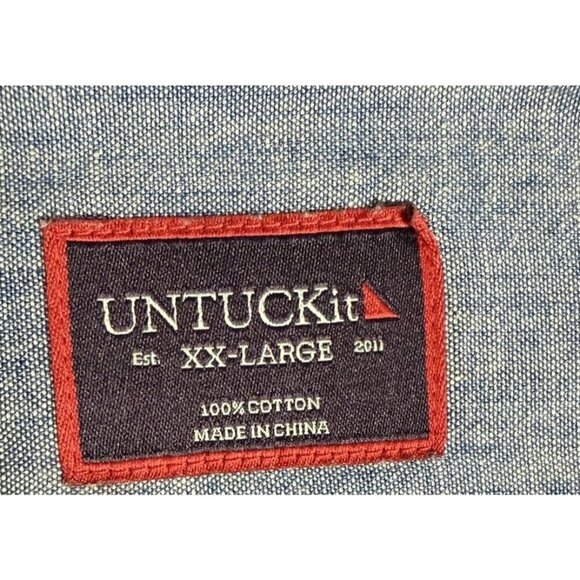UNTUCKit Button Down Up Shirt Adult XXL Long Sleeve Blue Cotton Men’s Timeless - Picture 8 of 9